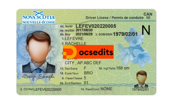 Nova Scotia Driver License PSD Template