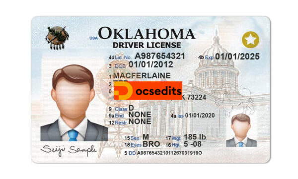 Oklahoma Driver License PSD Template