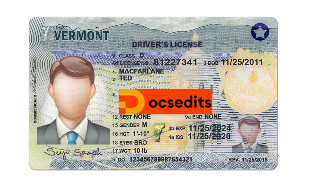 VT Driver License PSD Template - USA Valuable driving license ID card